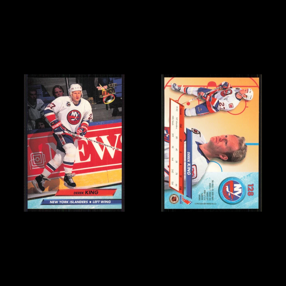 Derek King #128 1992 Fleer Ultra New York Islanders Hockey Card NHL NM - Image 3 of 3