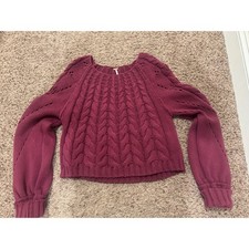Free People Cable Knit Sweater Small Chunky Knit Crewneck