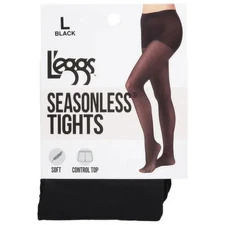 L'eggs Leggs Black Seasonless Soft Tights Control Top Large.  NEW IN PKG