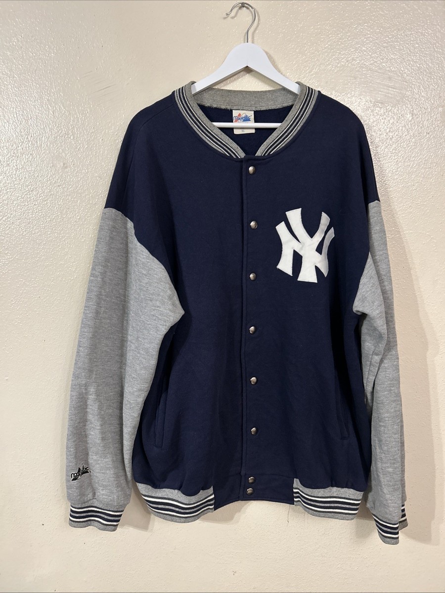 Yankees Majestic ボタン式ジャケット XL Vintage Majestic New York Yankees Snap Button Jacket Blue Gray