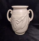Vintage McCoy or Hull Art Deco Eucalyptus Laurel Art Pottery Matt White Vase USA