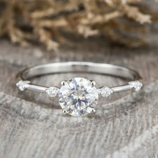 1Ct Round Cut Diamond Solitaire Engagement Wedding Ring 14k White Gold Finish