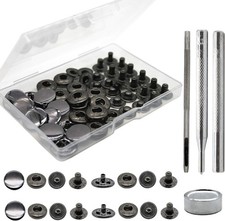 12 Set Leather Snap Fasteners Kit, 15mm Metal Snap Buttons Kit Press Studs with