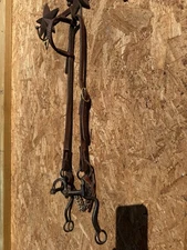 USED COWPERSON TACK SPLIT EAR BRIDLE HEADSTALL CORRECTION BIT HARNESS LEATHER
