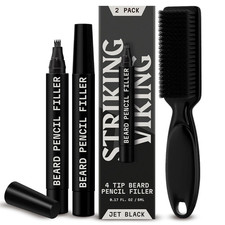 Beard Pencil Filler for Men - Jet Black, 2 Pack - Temporary Beard Dye - Waterpro