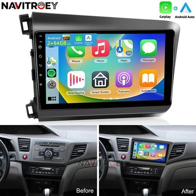 Apple Carplay For 2012 Honda Civic LHD Car Stereo Radio Android 15 GPS Navi 64GB