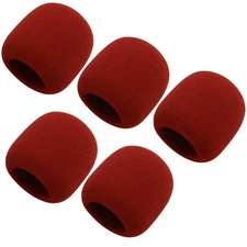 5Pcs Microphone Cover Foam Mic Cover Handheld Microphone Windscreen Wine red