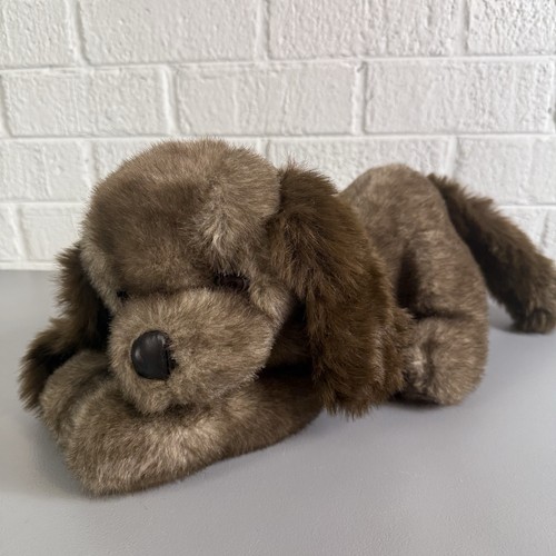 Vintage Hugginpuff hellbraun Labrador flauschig 14 Zoll Plüschhund Augenbraue zwinkernde Augen 1985 Rarität - Bild 1 von 12