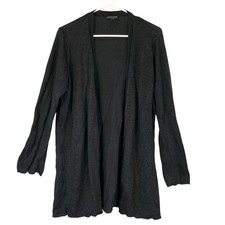 Eileen Fisher Black Metallic Open Front Cardigan Sweater Italian Yarn Size 1X