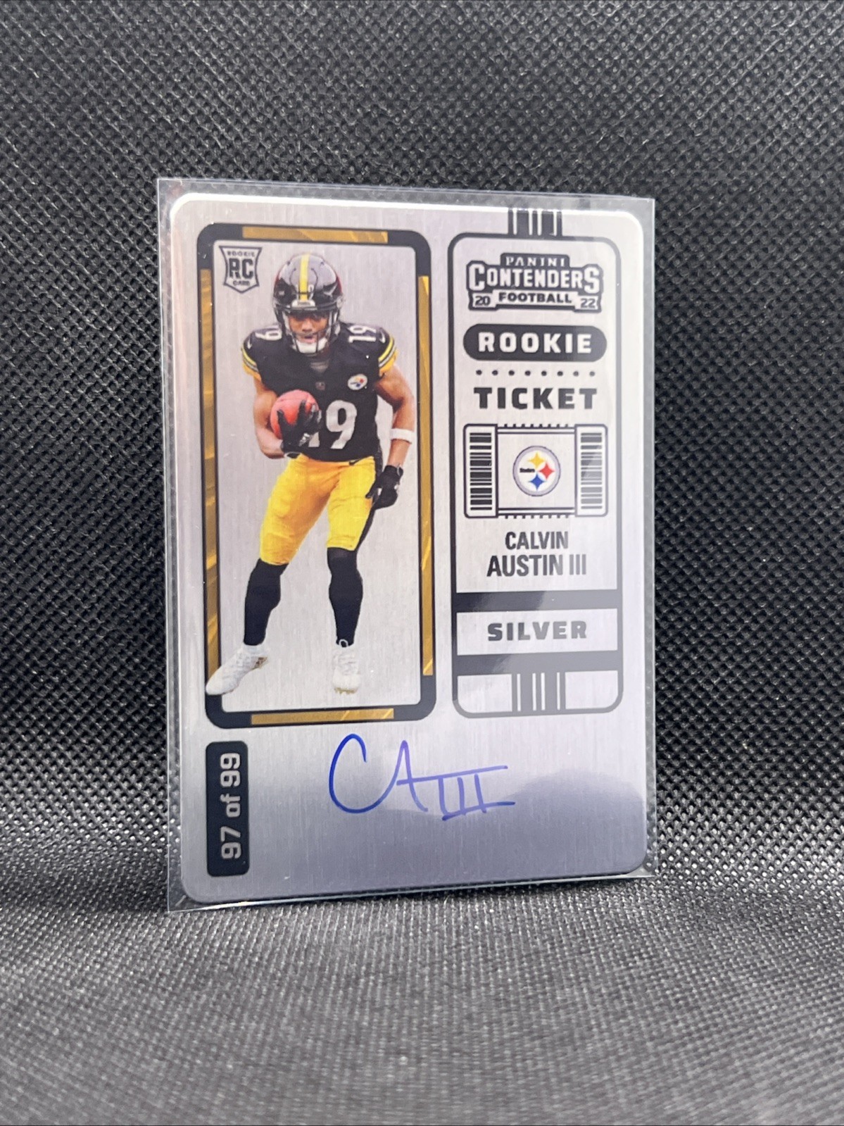 2022 Panini Contenders Rookie Ticket Auto Silver #97/99 Calvin Austin III METAL