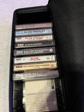 Lot of 8 Vintage Elvis Presley Cassette Tapes Classic Rock, Carrying Case TESTED