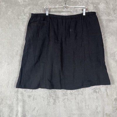 Match Point Linen Skirt 2X Black Short Pockets Beachy Classic Preppy Tennis