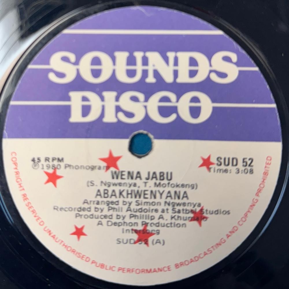 SOUTH AFRICA 45: ABAKHWENYANA WENA JABU/ SIYOBABAMBA~1978 SOUNDS DISCO FUNK