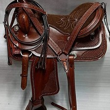 Western Leather Saddle Barrel Racing Pleasure Trail Horse Saddle tack