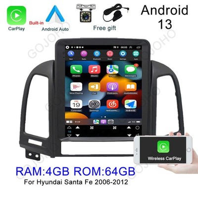 64GB For 2006-2012 Hyundai Santa Fe Android 13 Car GPS Navi Radio Stereo CarPlay