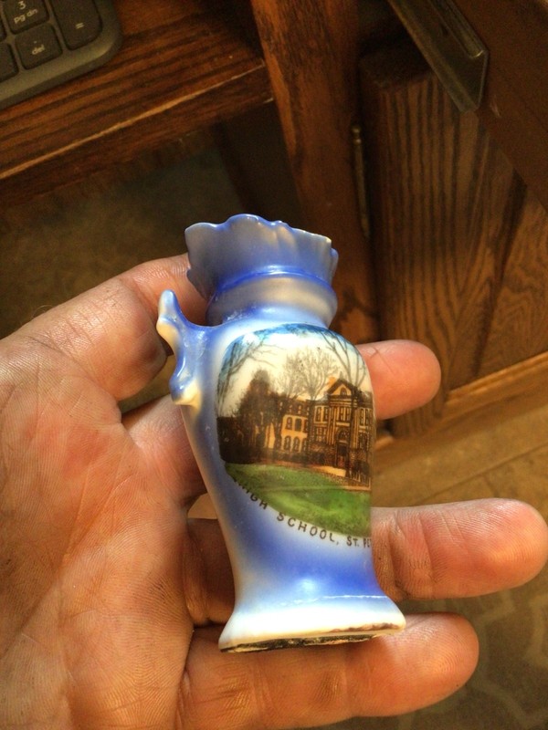 3.5" PORCELAIN VASE ST PETER REAL PHOTO MN HIGH SCHOOL. MINN, minnesota 1900’s