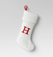    Wondershop White Knit Monogram Christmas Stocking 19" Initial Letter   H    