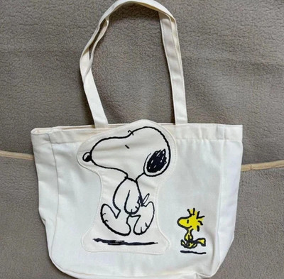 NWT Peanuts Snoopy & Friends Canvas Tote Bag Cute Cartoon Shopper Shoulder Bag