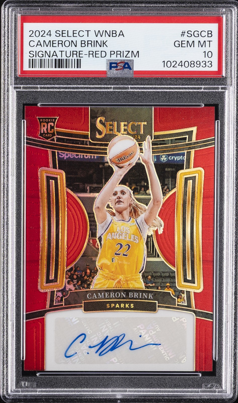 2024 PANINI SELECT WNBA SIGNATURES RED PRIZM #SGCB CAMERON BRINK 70/99 PSA 10