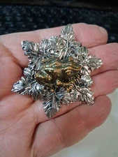 Vintage Sylvia Dahl Neiman Marcus clip Frog on Leaves Brooch Large Size