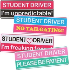Student Driver Car Sticker Decal Set, 4PCS Removable Vinyl "I'm Unpredictable, N