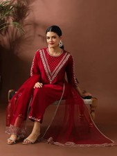 Pakistani Party Wear Salwar Kameez Indian Women's Ethnic Kurti Pant Dupatta Set