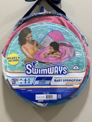 SwimWays Baby Spring Float with Sun Canopy Pink   Ages 9 24 Months   New 
