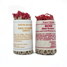 Tibetan Rose &  Sai Baba Nag Champa Rope Incense Set Of 2  Handmade In Nepal