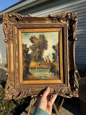 Original Oil Painting Framed and Signed Laina Art Deco Style