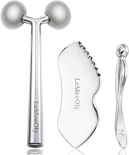 2Pcs Gua Sha Facial Tools Stainless Steel, Detailer Guasha Set for Face Neck, Na