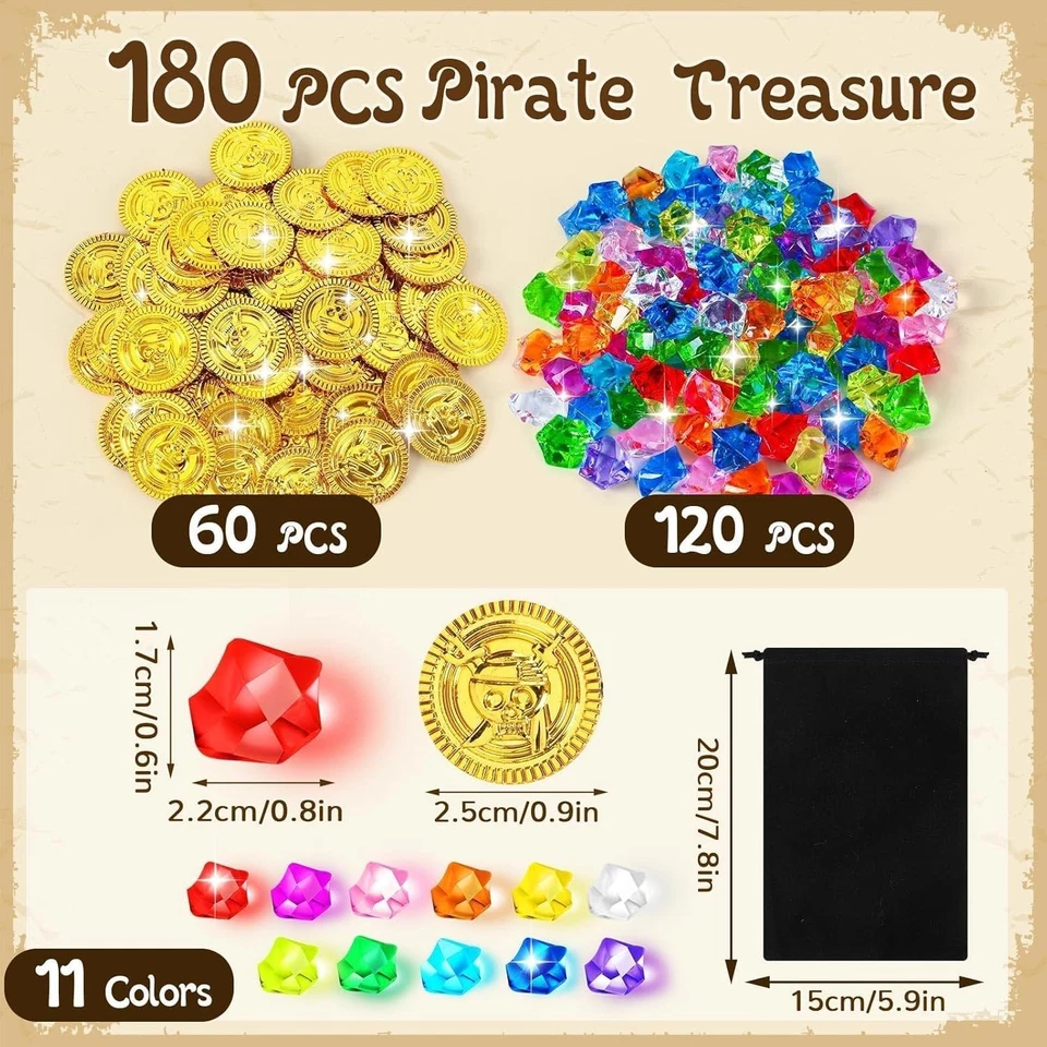 180 разноцветных пиратских драгоценных камней и золотых монет MARFOREVER, пиратские ювелирные изделия - Изображение 3 из 4