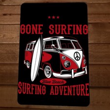 Gone Surfing Blue Beach Adventure 8x12 Metal Wall Sign Poster