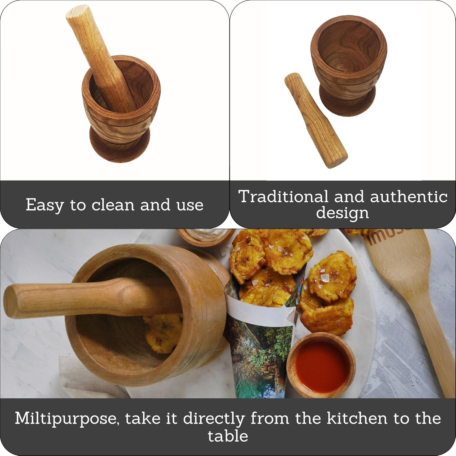 USA Small Wood Mortar & Pestle