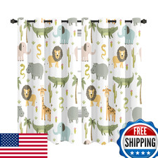 MESHELLY Baby Safari Animals Blackout Curtains 52"x63" Grommet Boy Bedroom