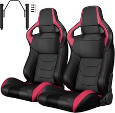 Pair Racing Bucket Seats Reclinable W 2 Lock Sliders Pvc Leather For Subaru