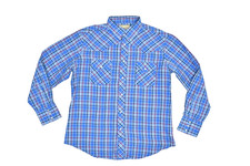 Wrangler Men's Blue Plaid Western Snap Shirt Regular Size L Long Sleeve