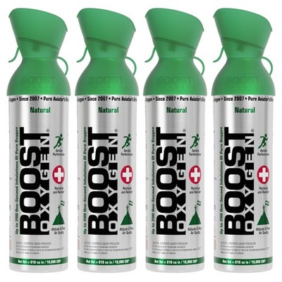 Boost Oxygen Large Natural 10 Liter Respiratory Support Health Canister, 4 Pack