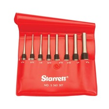 Starrett Drive Pin Punch Set with Knurled Grip and Protective Vinyl Case - 4" Le