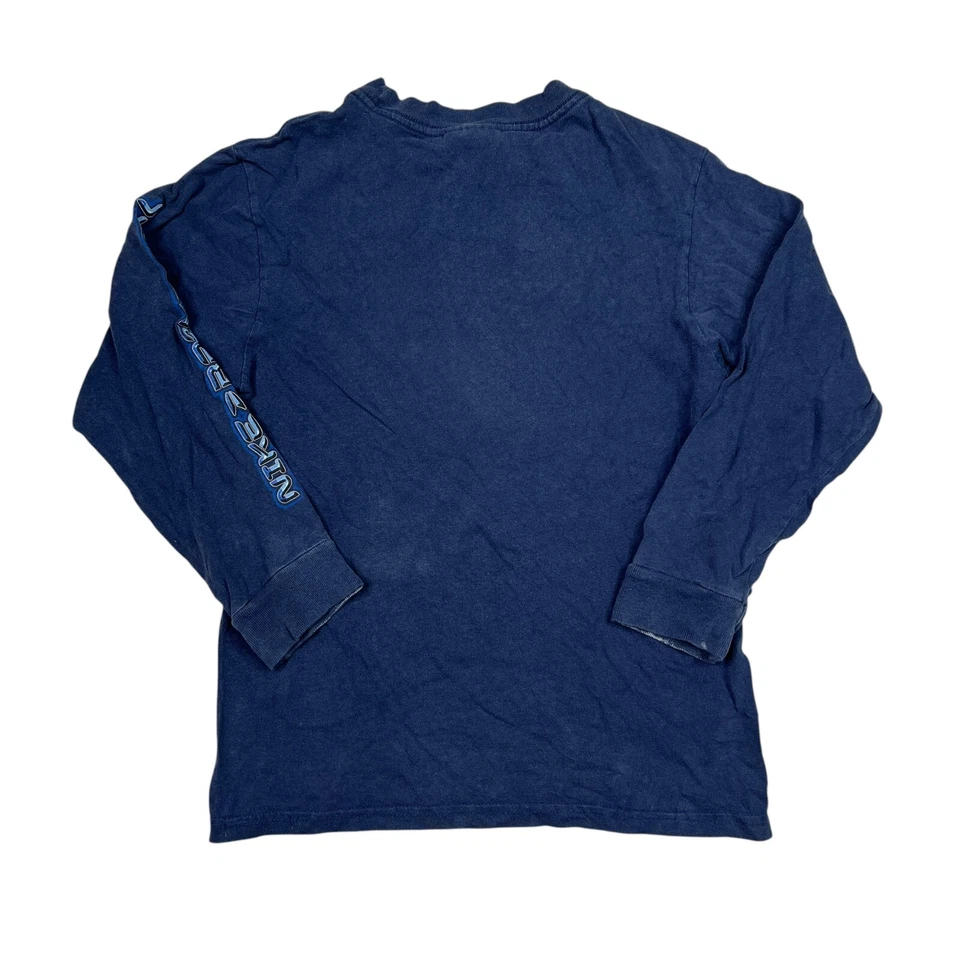 Nike Basketball VTG 00s Long Sleeve Tee T-Shirt FLAW Navy Blue Youth Small 8 - Image 2 of 4