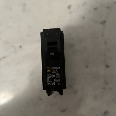 Square D 20 AMP DP-4075 Type HOM Circuit Breaker 1-Pole