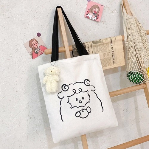 Large Capacity Canvas Bag Cute Print Tote Bags Fashion Shoulder Bag - Picture 7 of 10
