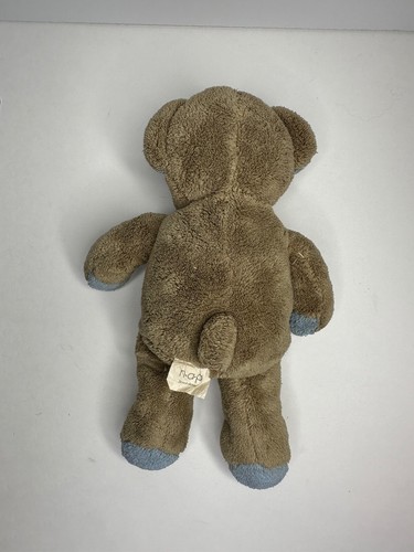 NAP Brookstone Brown Bear Plush Blue Ears Feet 11" Stuffed Animal Super Soft - Picture 3 of 6