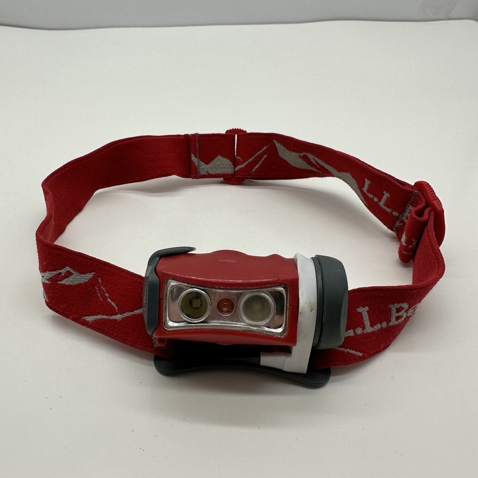 LL Bean Headlamp Adult Red Hiking Camping Backpacking Red/White Flash