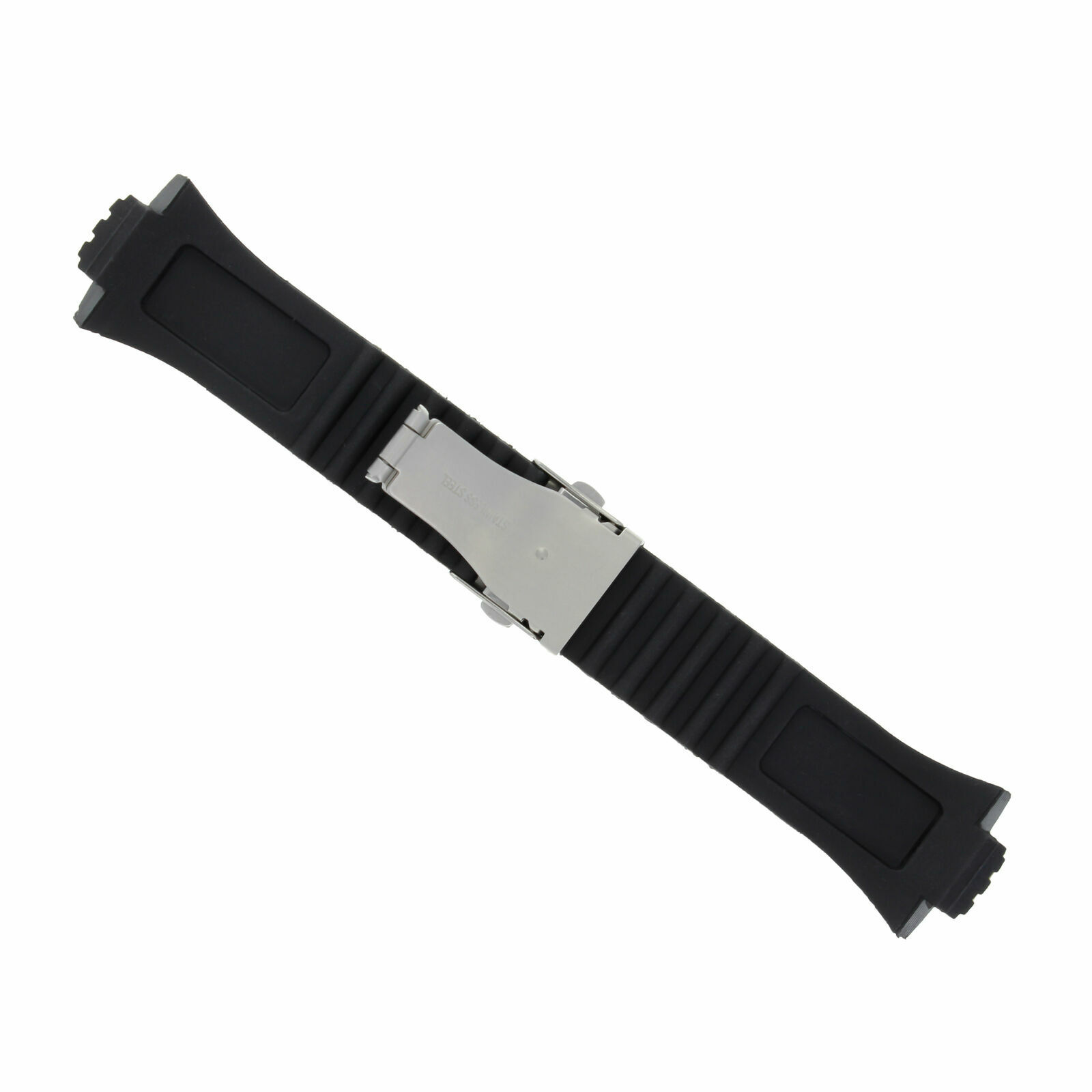 Ewatchparts 26mm Black Rubber Diver Strap For Oris TT2 William F1 40.5mm – Deployment Clasp, Silver Buckle