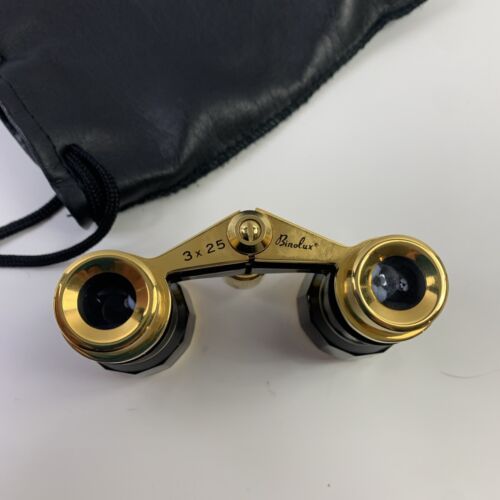 Binolux Black and Brass Elegant Opera Glasses Mini Binoculars 3x2.5 3 3/4" - Picture 3 of 12