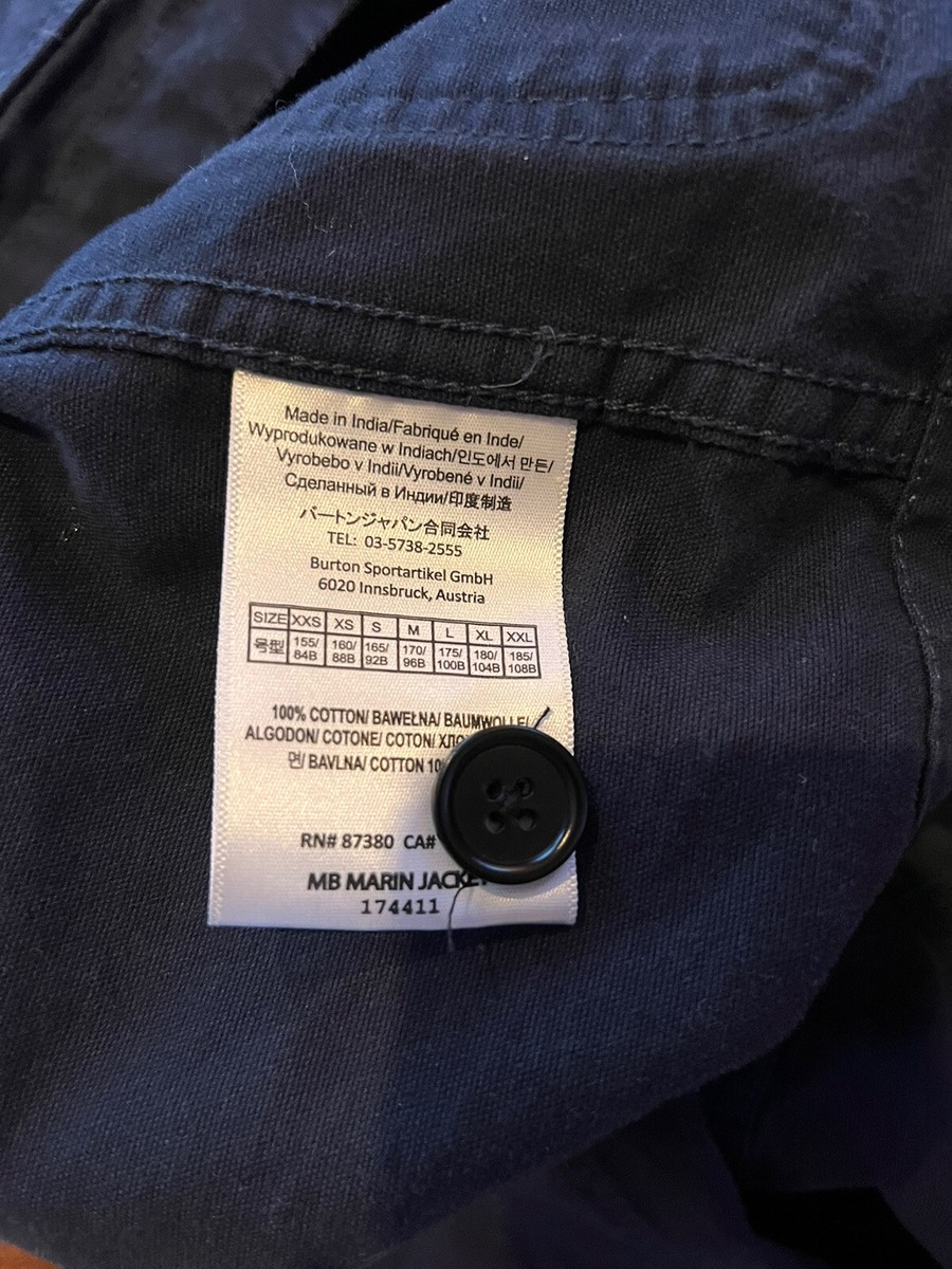 Burton Durable Goods Cotton Hooded Jacket Navy Blue Buttons