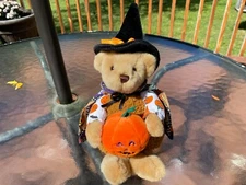 RARE Aurora A&A Halloween Witch Plush Bear w/ Jack-O-Lantern & SOUND