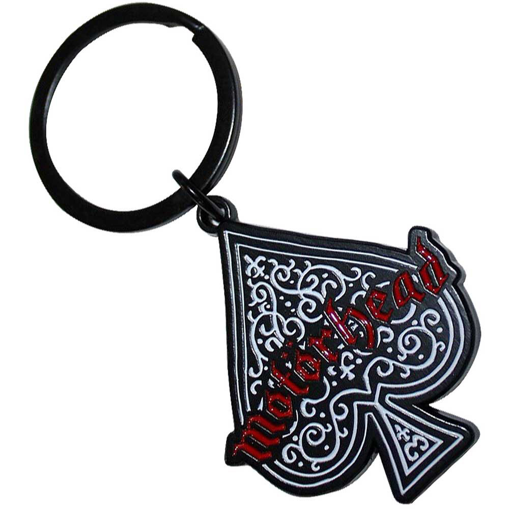 Graphics And More Ace Of Spades Black & White Leather Keychain - Resin Design On Leather Backing - View #7
