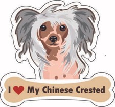 Dog Bone Magnet I Love My Chinese Crested Car Sign Puppy USA Made Buy2Get3rdFree
