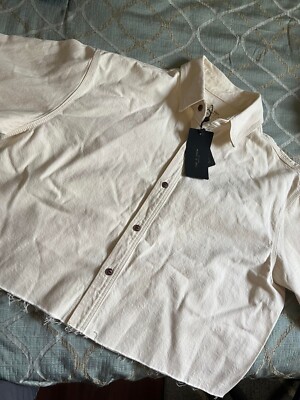 rag & bone Ecru Crop Oversized Shirt XL cream Classic Fit